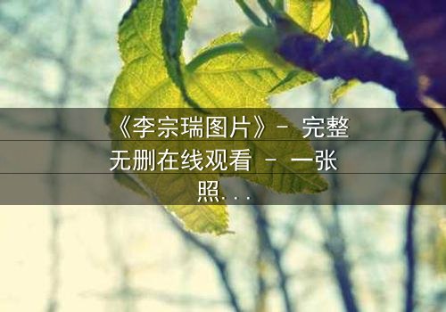 《李宗瑞图片》- 完整无删在线观看 - 一张照片引发的惊天秘密