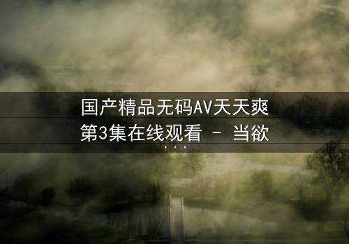 国产精品无码AV天天爽第3集在线观看 - 当欲望与理智激烈碰撞